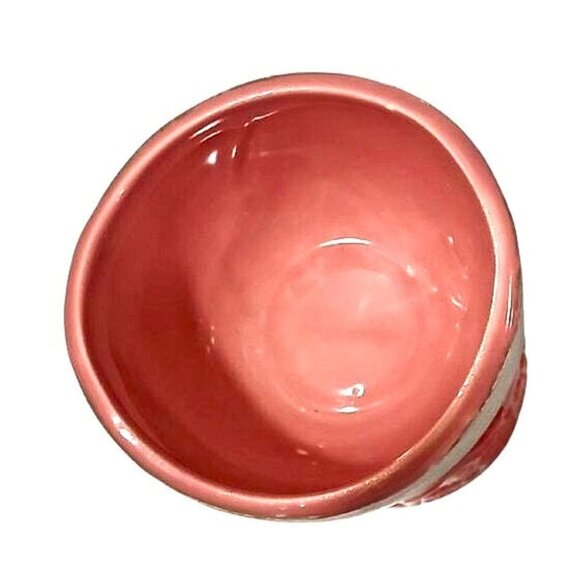 Ceramic Wax Warmer Salmon Red White Aromatherapy Melt Mandala Diffuser Rustic - Picture 3 of 6